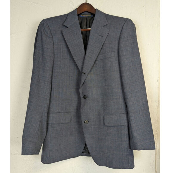 Vtg Brooks Brothers 346 Suit Navy Blue Glen Plaid Wool Business Mens Size 40R - Picture 1 of 16